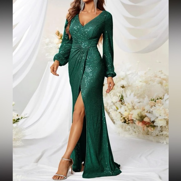 Luxe party wrap sequins dress - Picture 3 of 7